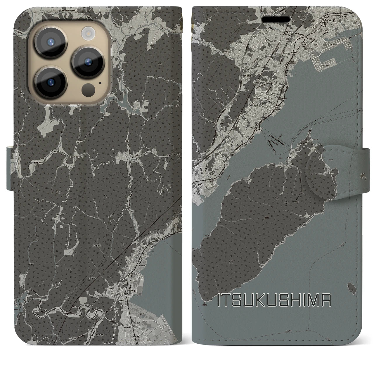 【厳島(広島県)】地図柄iPhoneケース(手帳タイプ)