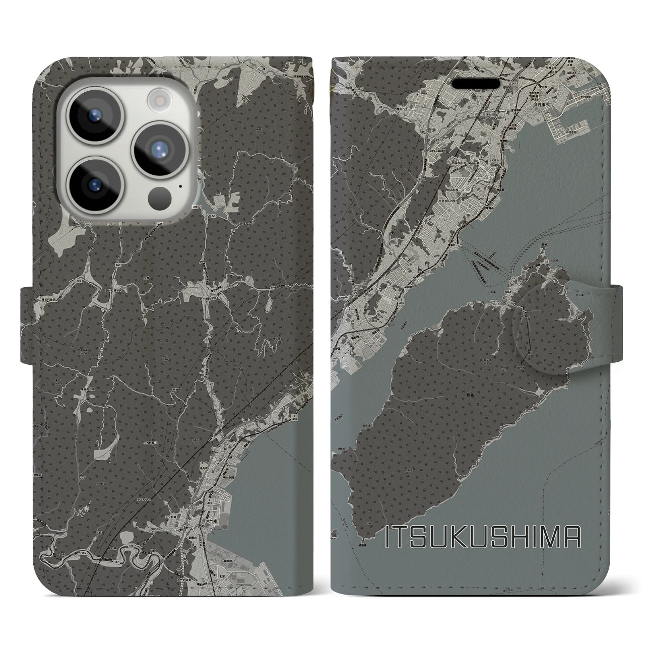 【厳島(広島県)】地図柄iPhoneケース(手帳タイプ)