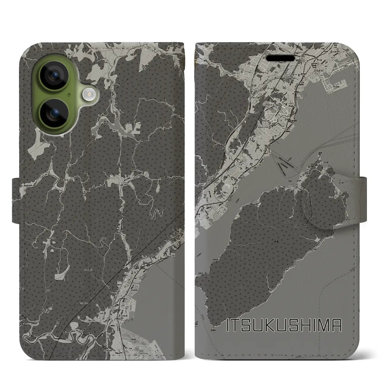 【厳島(広島県)】地図柄iPhoneケース(手帳タイプ)