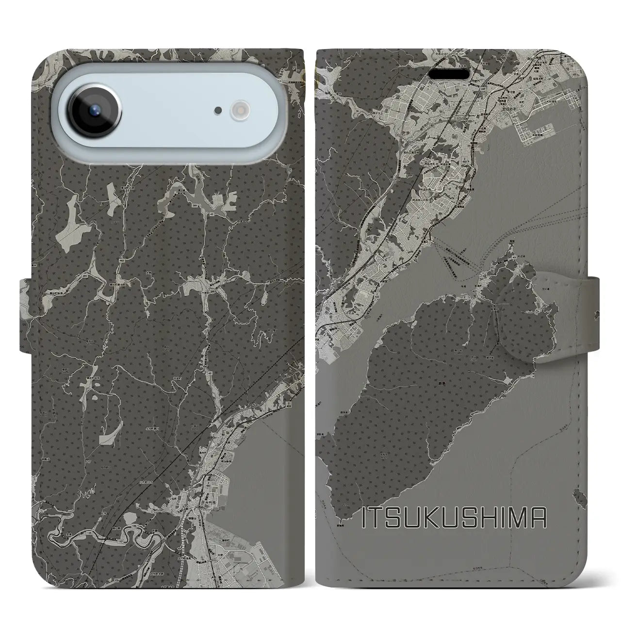 【厳島(広島県)】地図柄iPhoneケース(手帳タイプ)