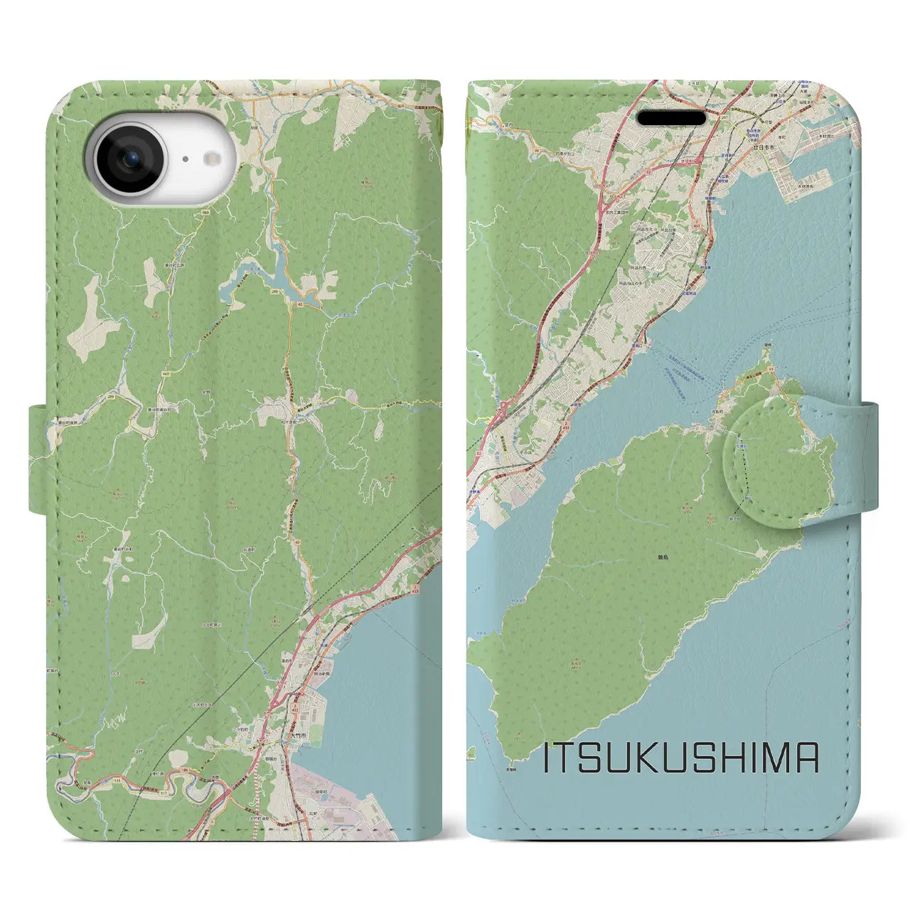 【厳島(広島県)】地図柄iPhoneケース(手帳タイプ)