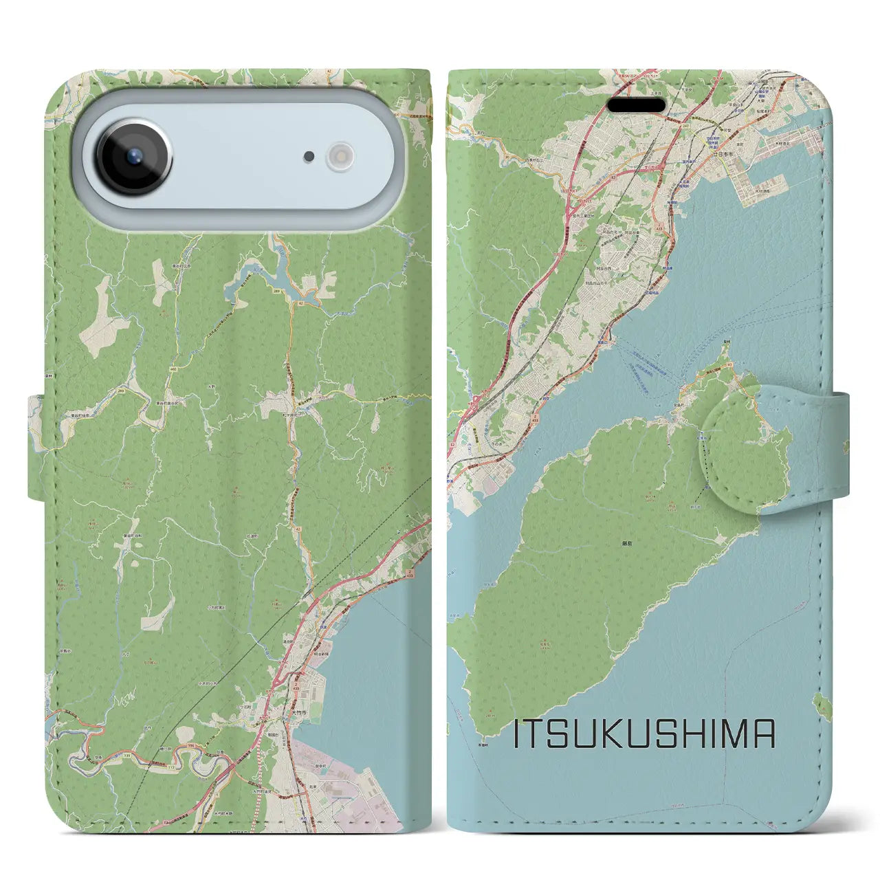 【厳島(広島県)】地図柄iPhoneケース(手帳タイプ)モノトーン・iPhone 17 Pro Max 用