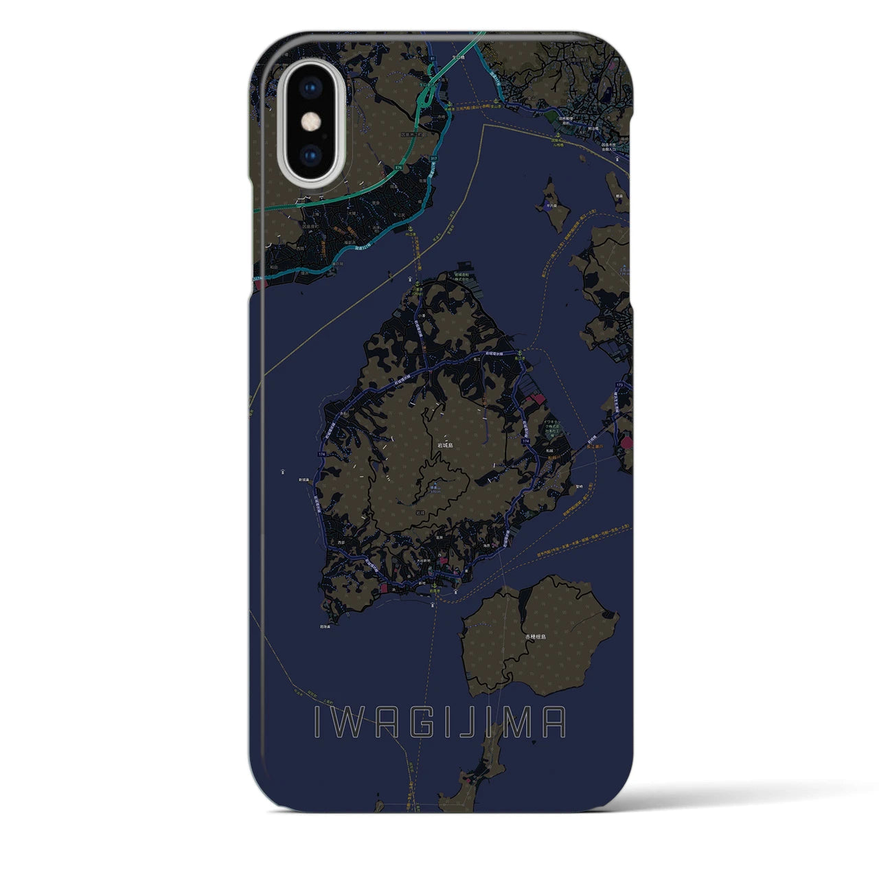【岩城島(愛媛県)】地図柄iPhoneケース(バックカバータイプ)