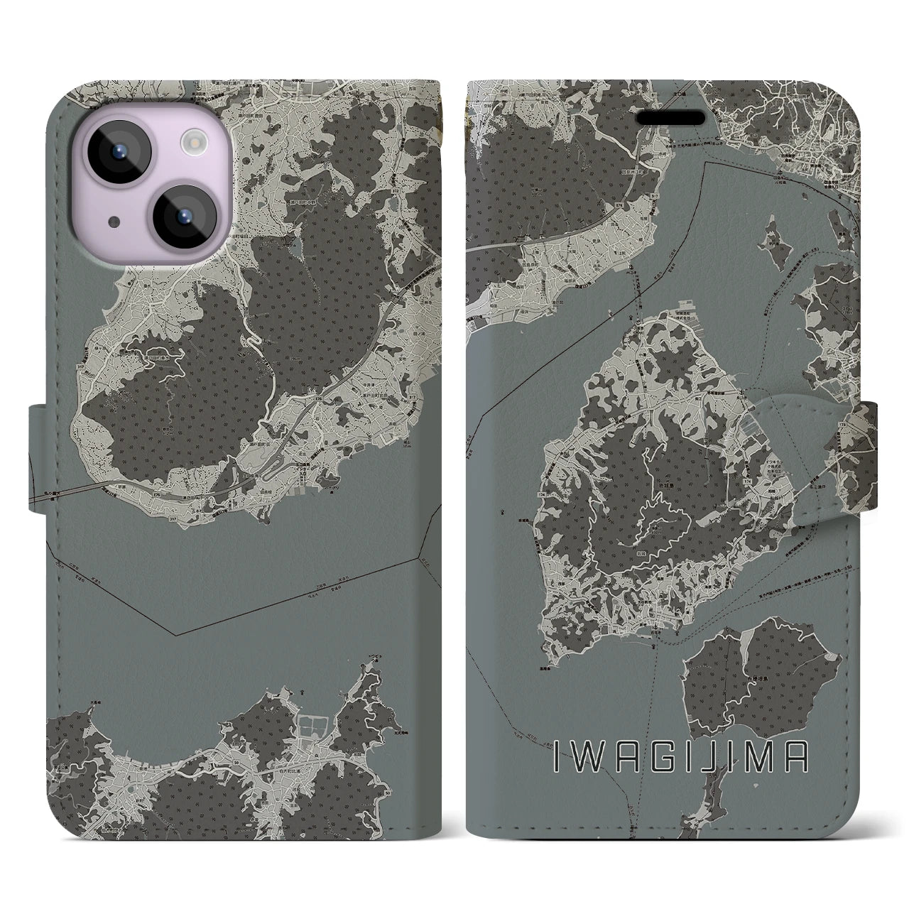 【岩城島(愛媛県)】地図柄iPhoneケース(手帳タイプ)