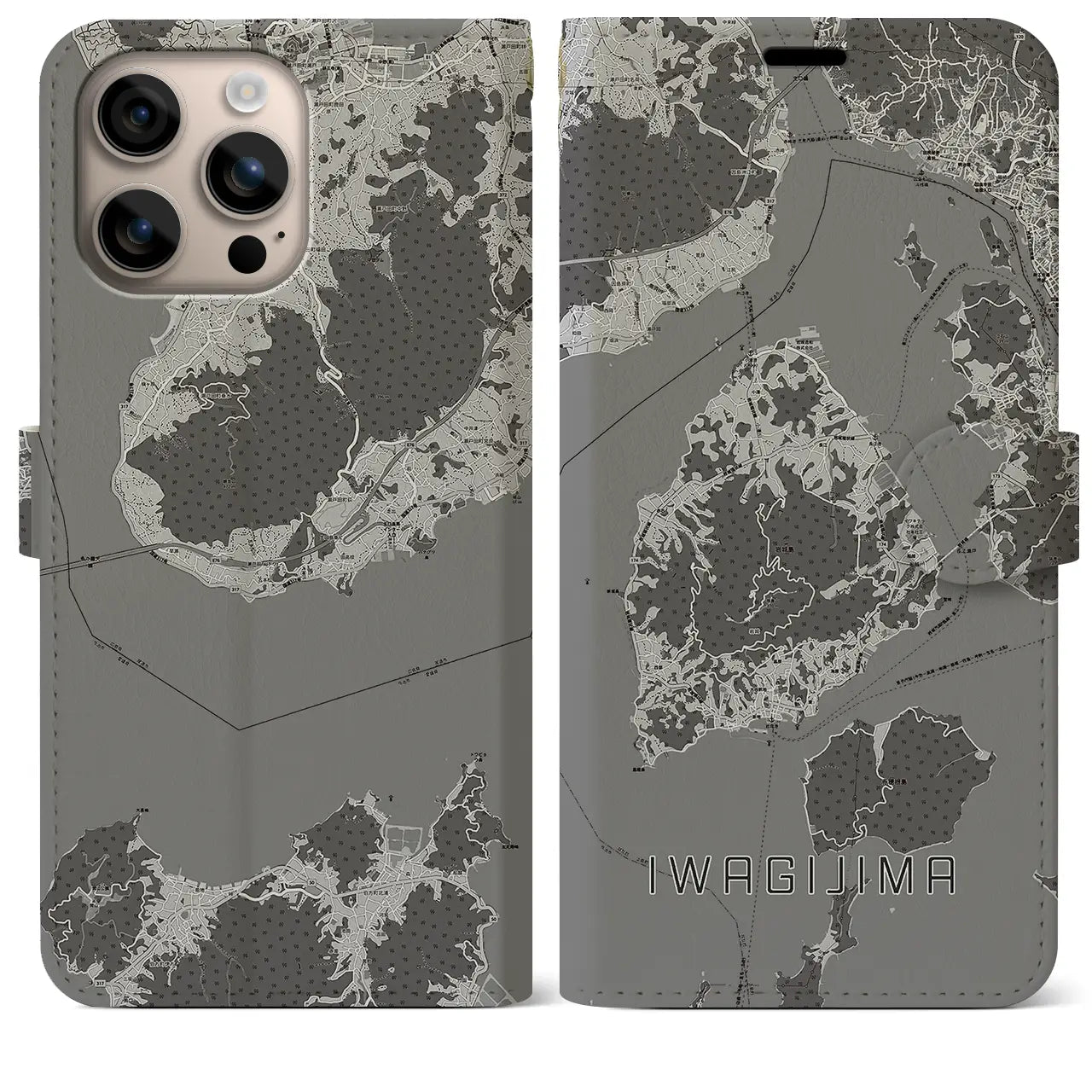 【岩城島(愛媛県)】地図柄iPhoneケース(手帳タイプ)
