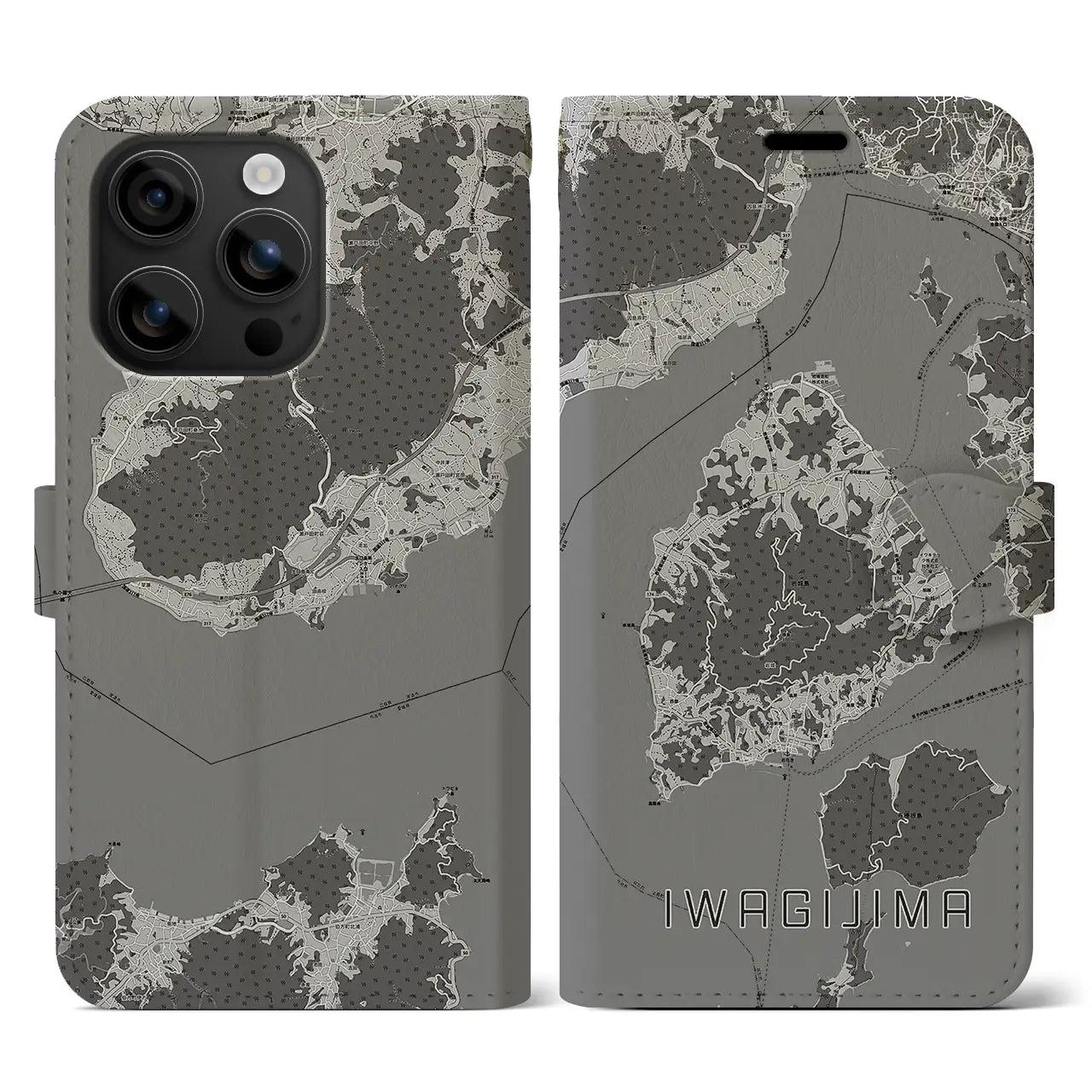 【岩城島(愛媛県)】地図柄iPhoneケース(手帳タイプ)
