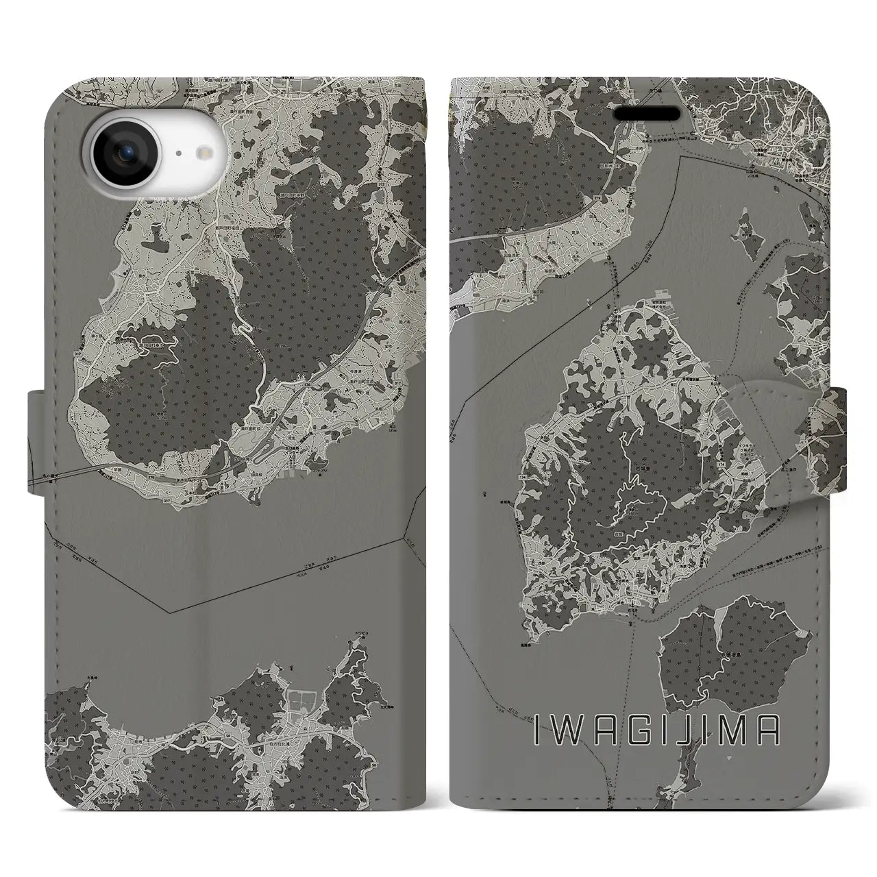 【岩城島(愛媛県)】地図柄iPhoneケース(手帳タイプ)