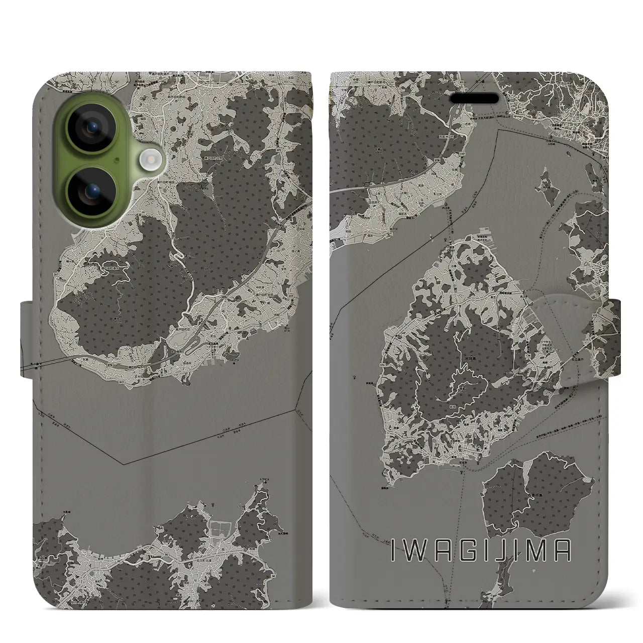 【岩城島(愛媛県)】地図柄iPhoneケース(手帳タイプ)