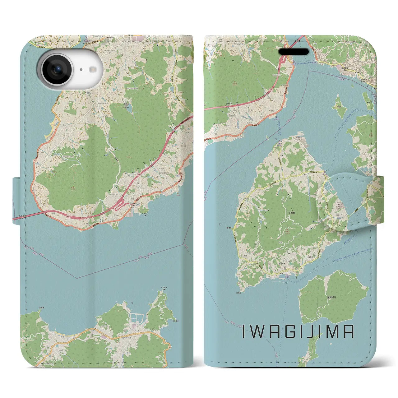 【岩城島(愛媛県)】地図柄iPhoneケース(手帳タイプ)
