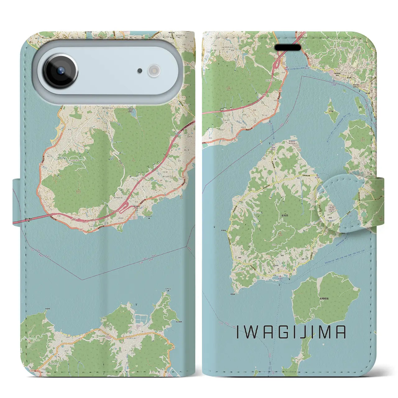 【岩城島(愛媛県)】地図柄iPhoneケース(手帳タイプ)