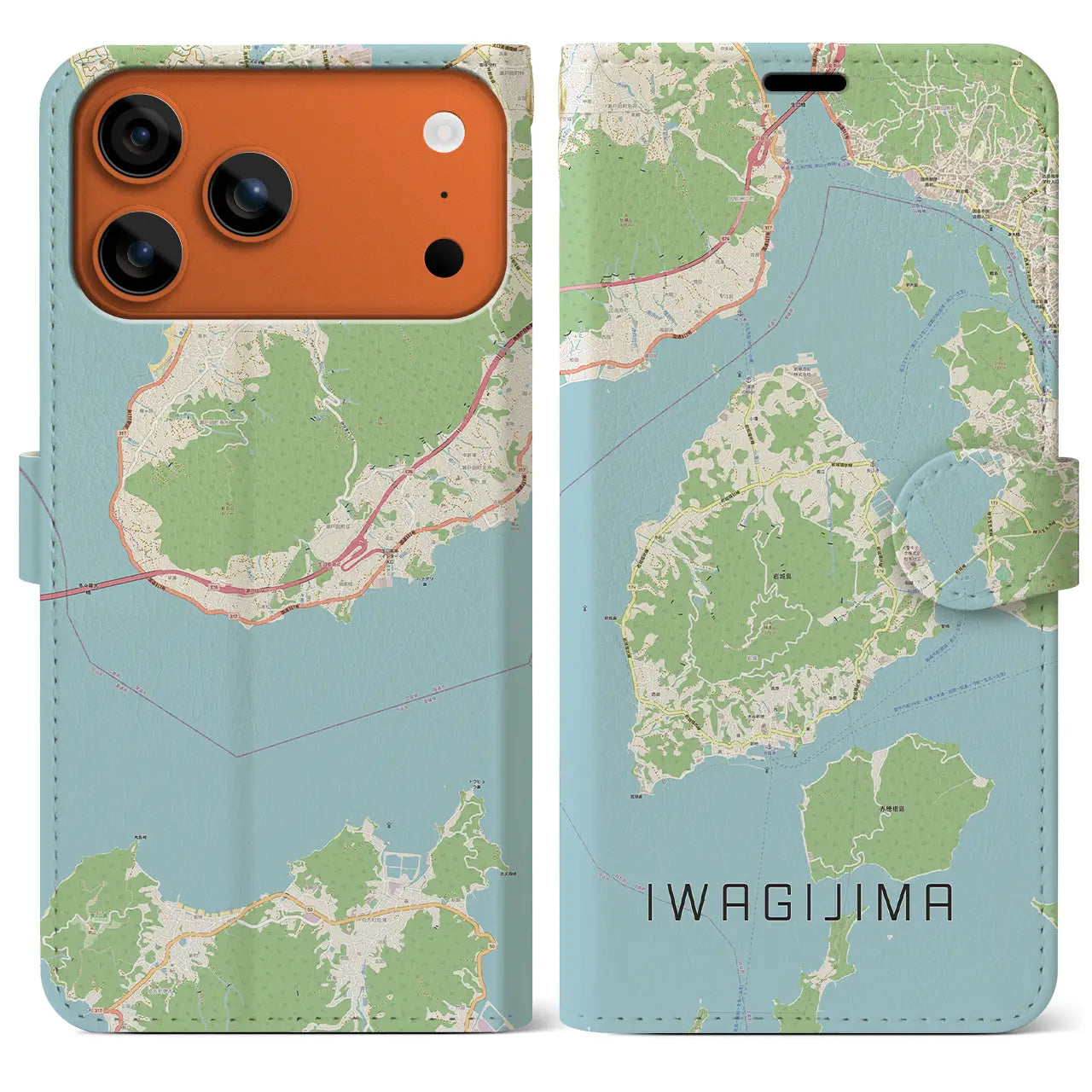 【岩城島(愛媛県)】地図柄iPhoneケース(手帳タイプ)