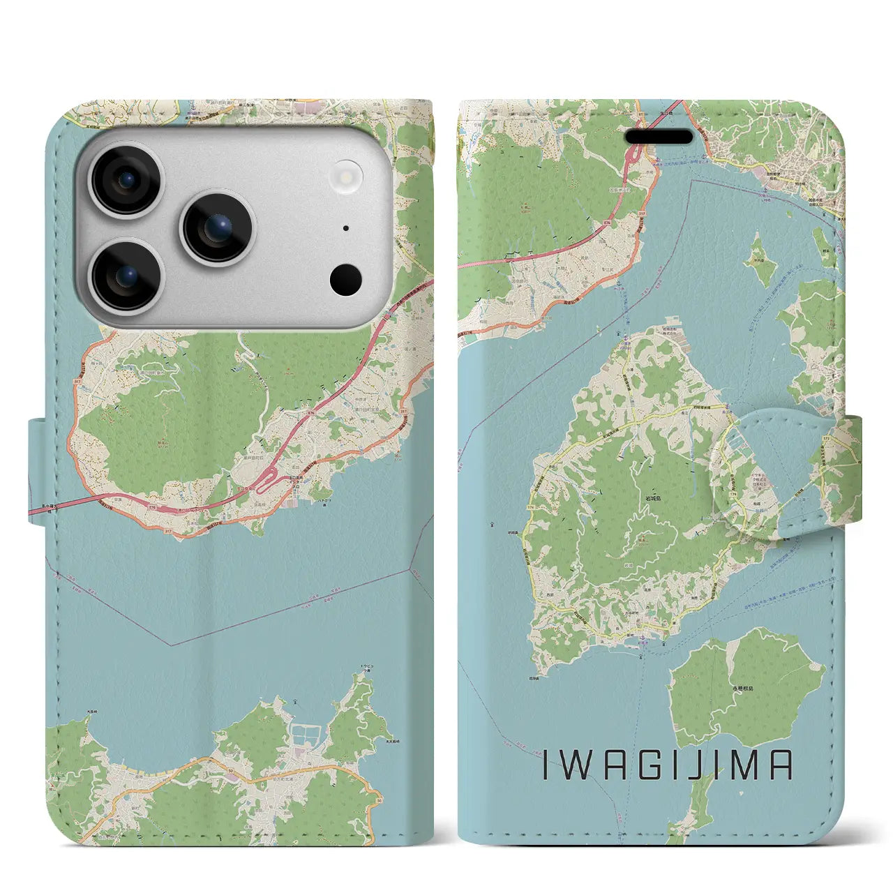 【岩城島(愛媛県)】地図柄iPhoneケース(手帳タイプ)