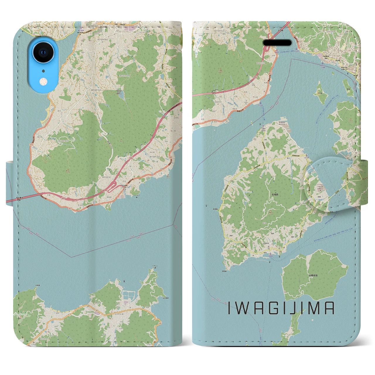 【岩城島(愛媛県)】地図柄iPhoneケース(手帳タイプ)ナチュラル・iPhone XR 用