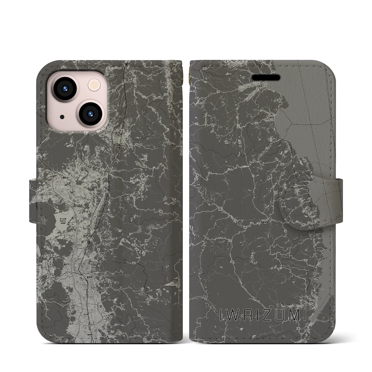 【岩泉(岩手県)】地図柄iPhoneケース(手帳タイプ)
