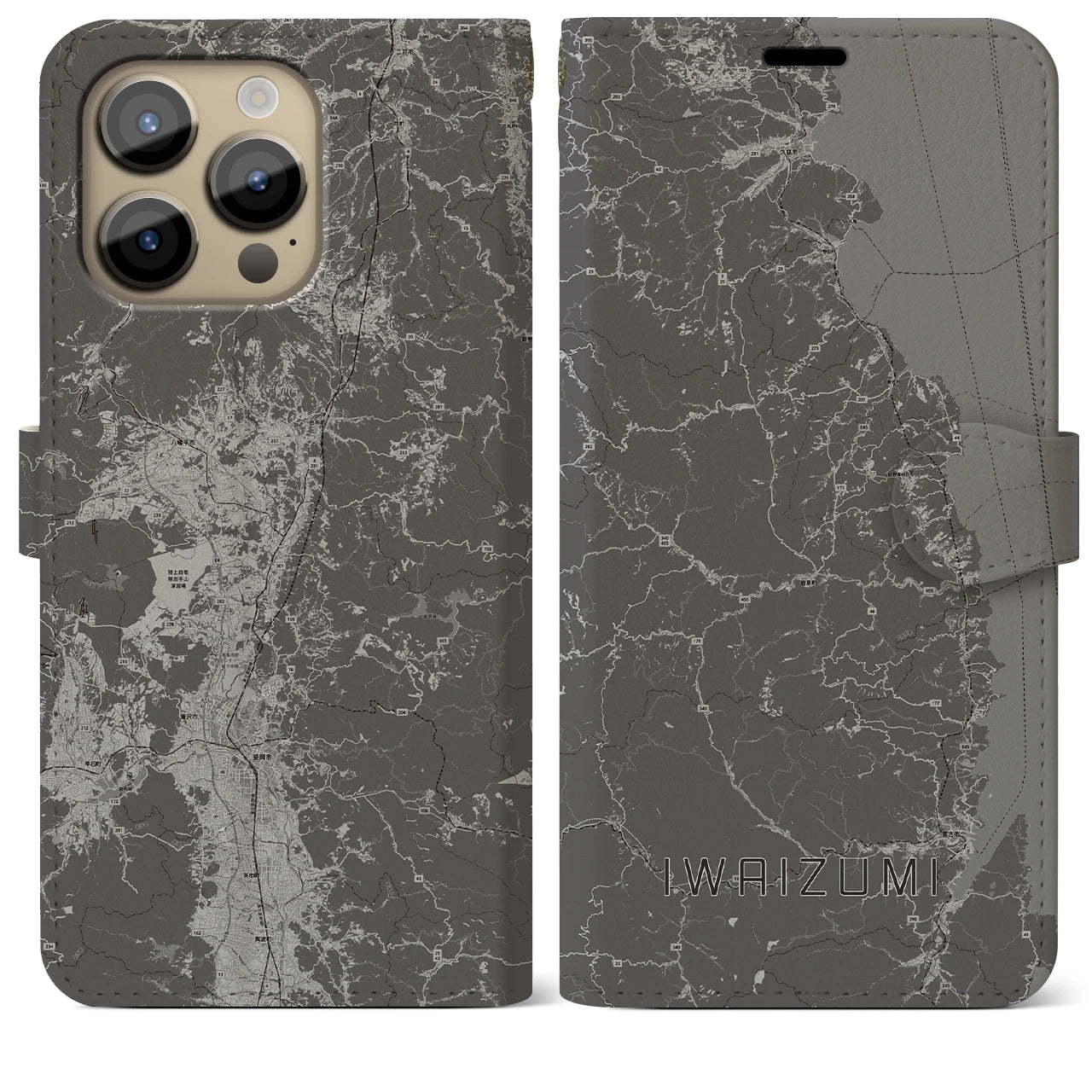 【岩泉(岩手県)】地図柄iPhoneケース(手帳タイプ)
