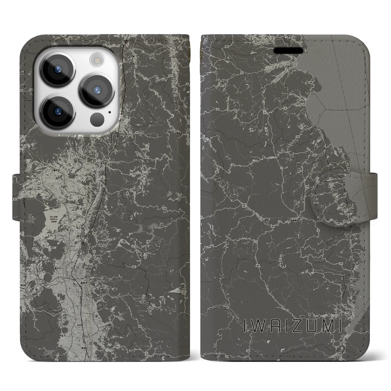 【岩泉(岩手県)】地図柄iPhoneケース(手帳タイプ)