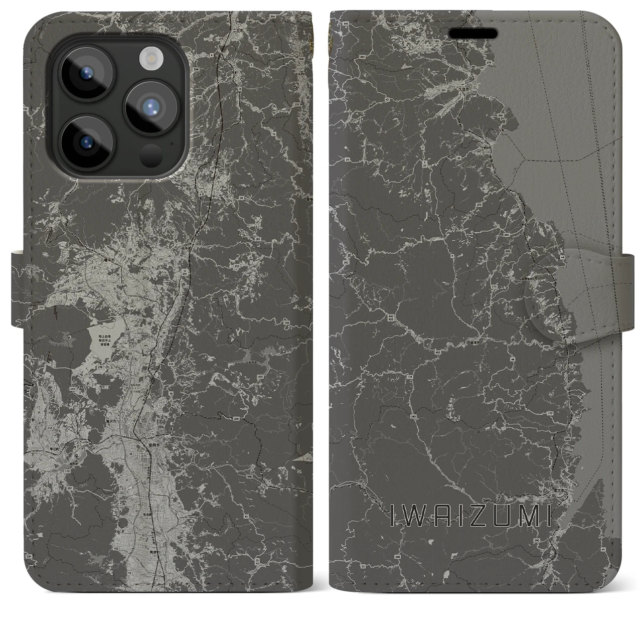 【岩泉(岩手県)】地図柄iPhoneケース(手帳タイプ)