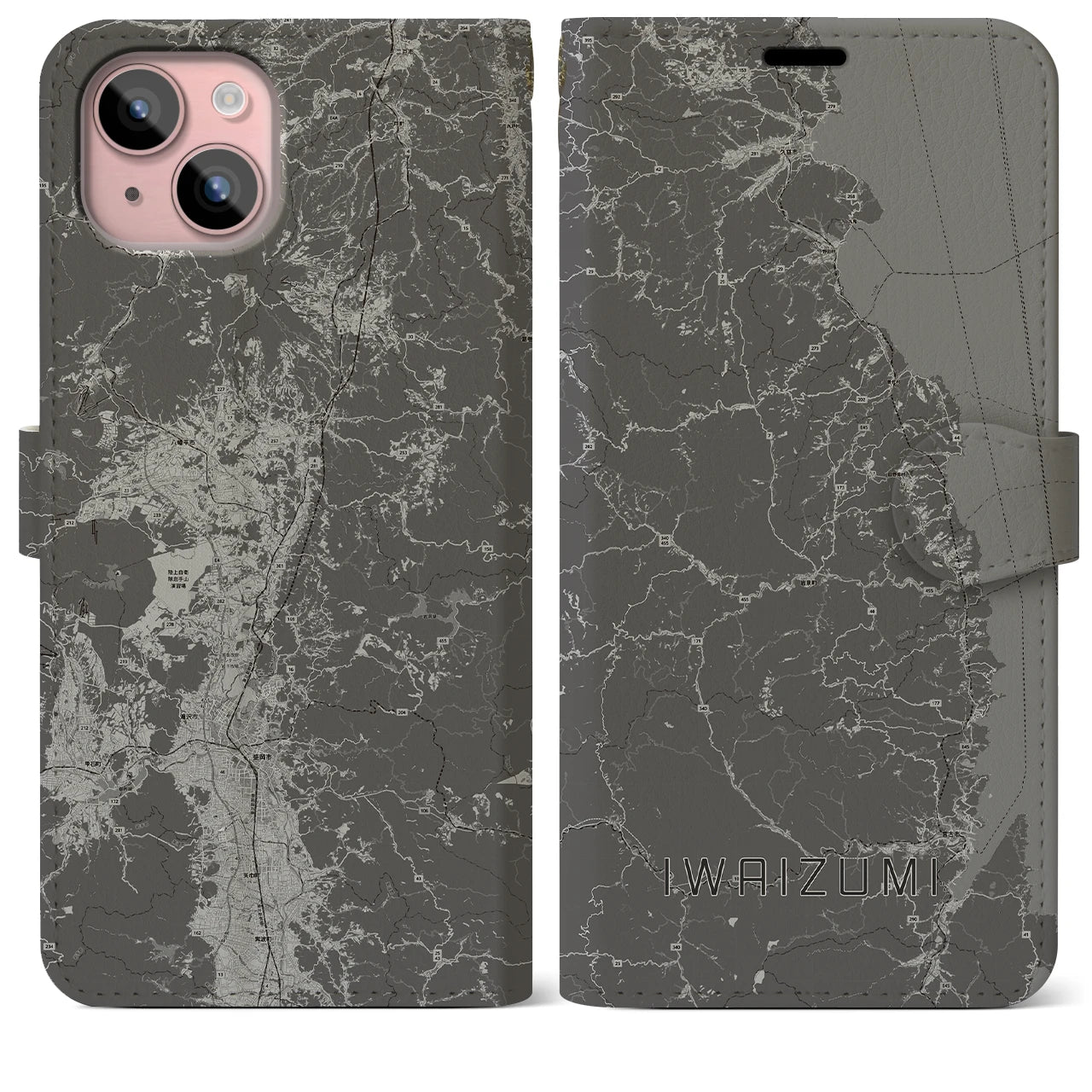 【岩泉(岩手県)】地図柄iPhoneケース(手帳タイプ)