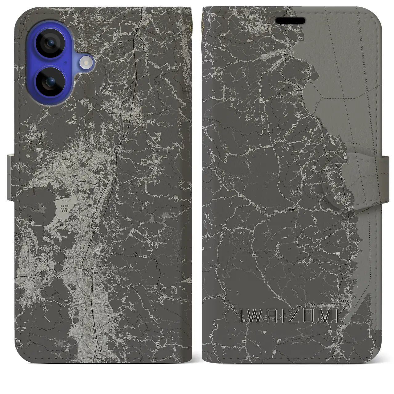 【岩泉(岩手県)】地図柄iPhoneケース(手帳タイプ)