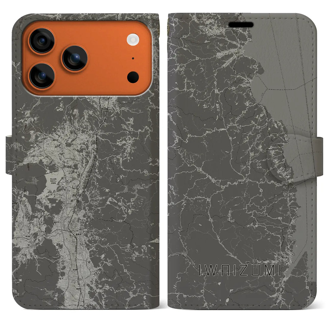 【岩泉(岩手県)】地図柄iPhoneケース(手帳タイプ)