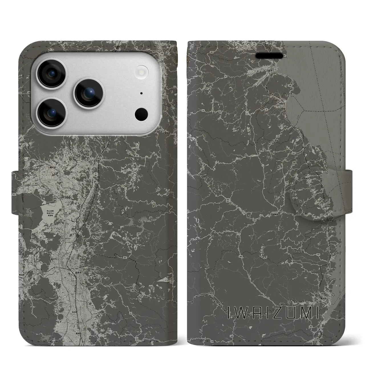 【岩泉(岩手県)】地図柄iPhoneケース(手帳タイプ)