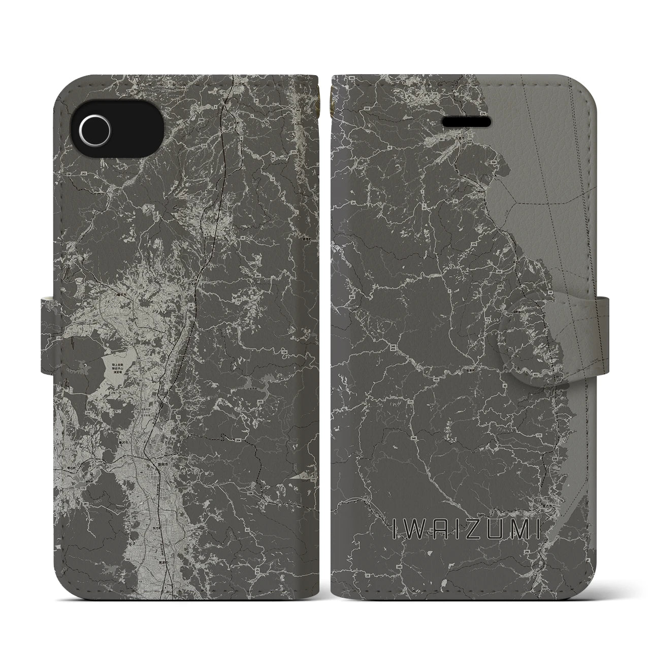 【岩泉(岩手県)】地図柄iPhoneケース(手帳タイプ)