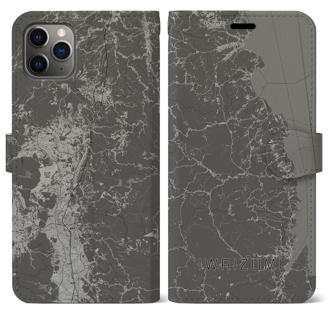 【岩泉(岩手県)】地図柄iPhoneケース(手帳タイプ)