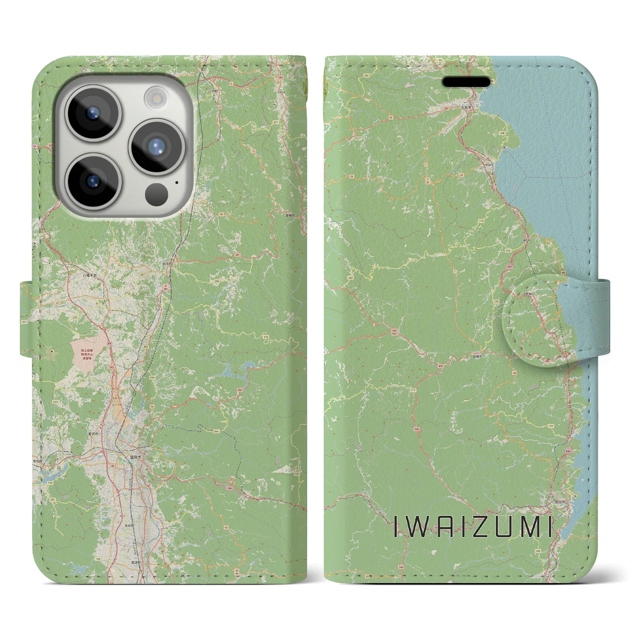 【岩泉(岩手県)】地図柄iPhoneケース(手帳タイプ)