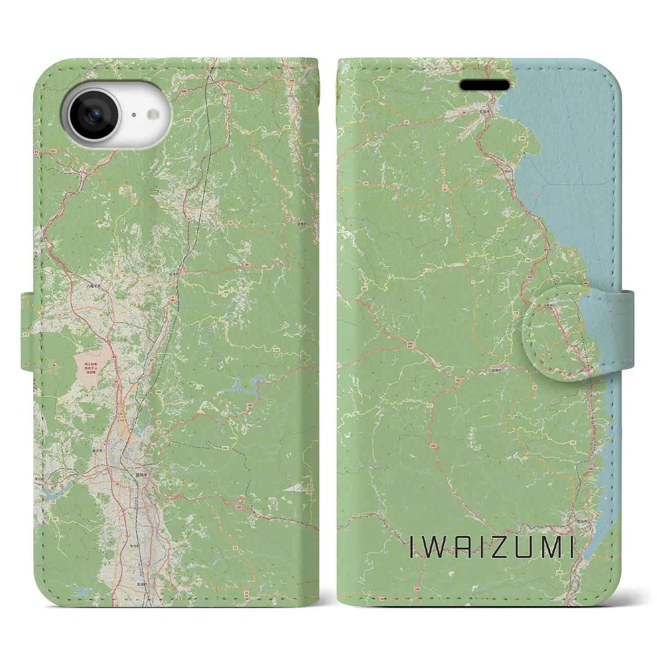 【岩泉(岩手県)】地図柄iPhoneケース(手帳タイプ)