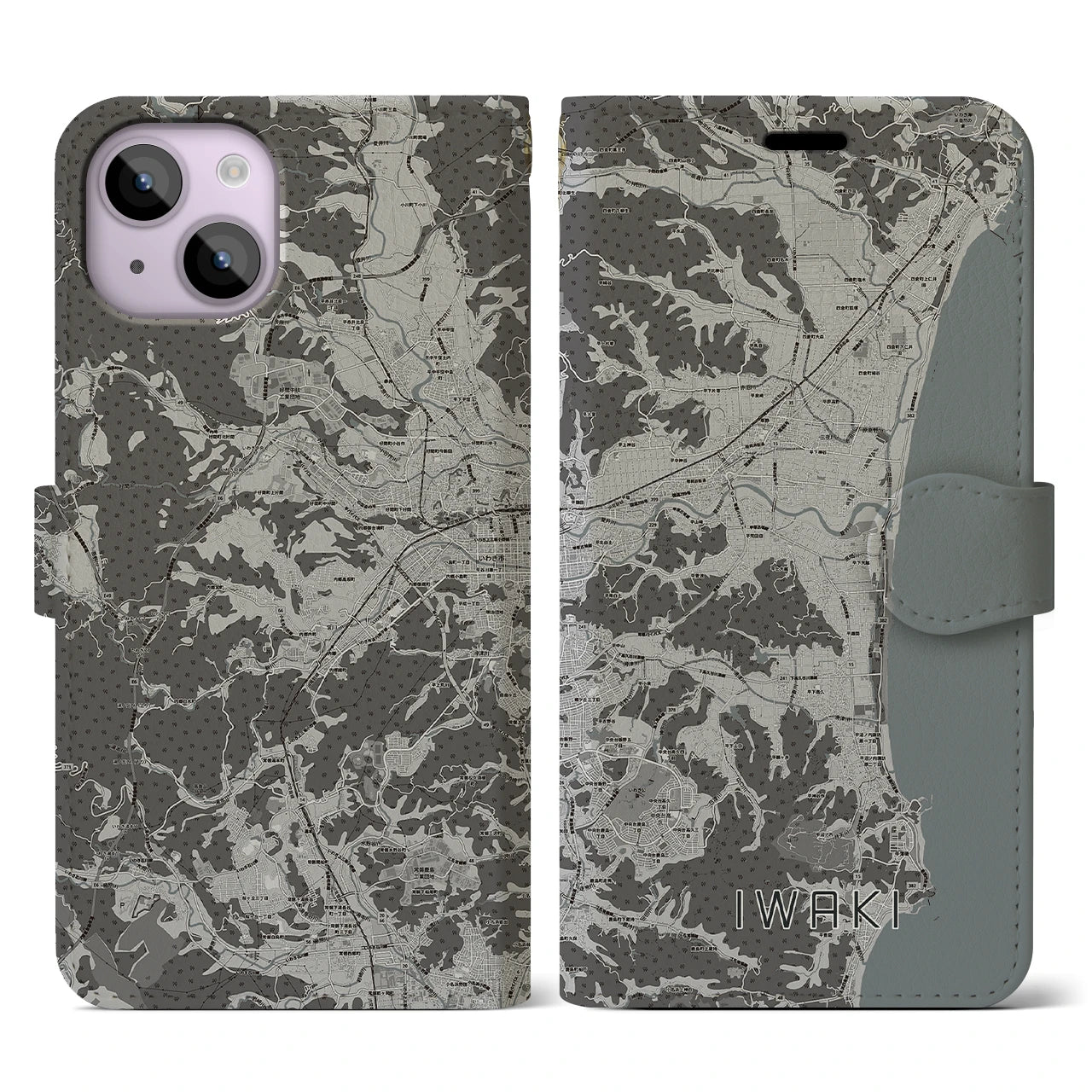 【いわき(福島県)】地図柄iPhoneケース(手帳タイプ)