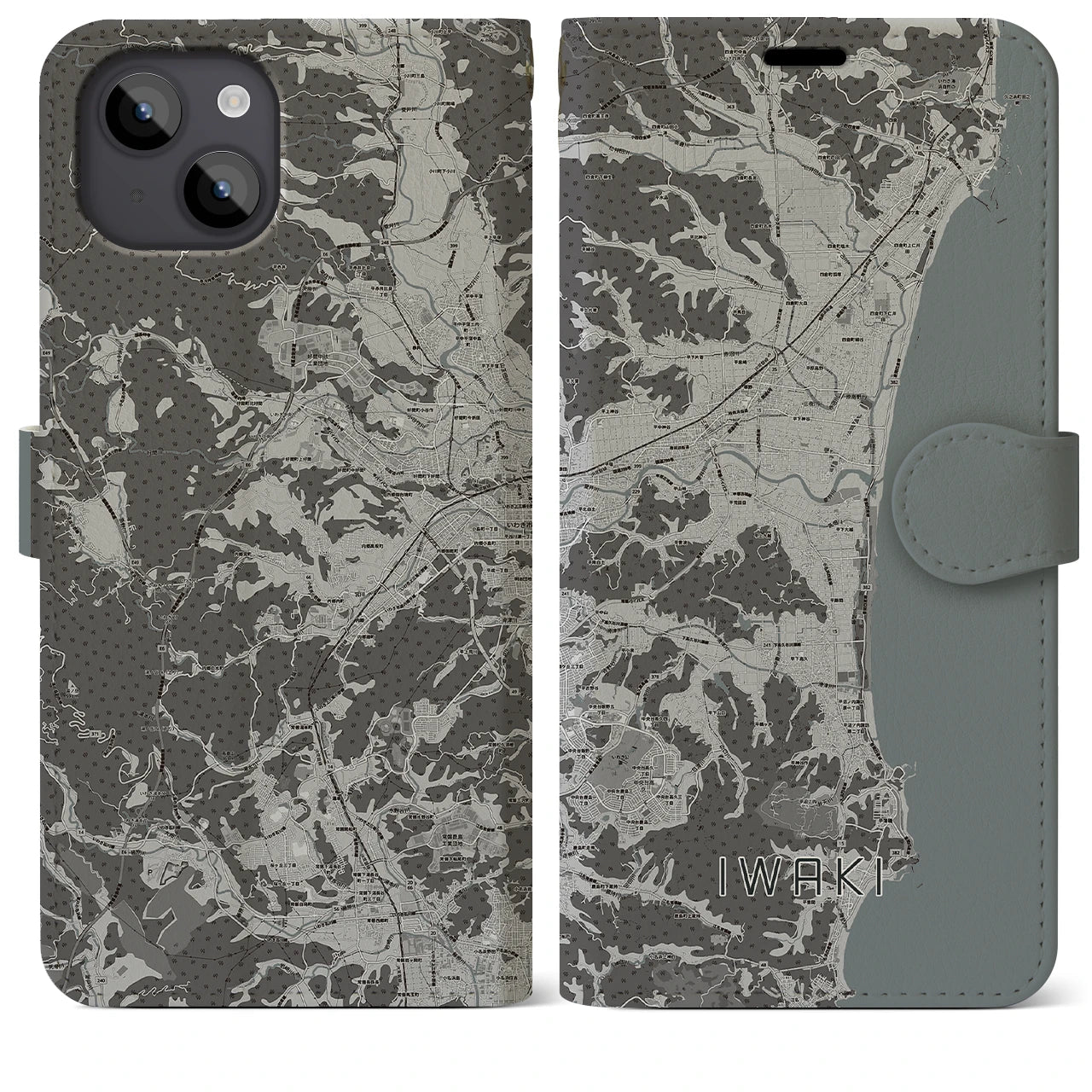 【いわき(福島県)】地図柄iPhoneケース(手帳タイプ)