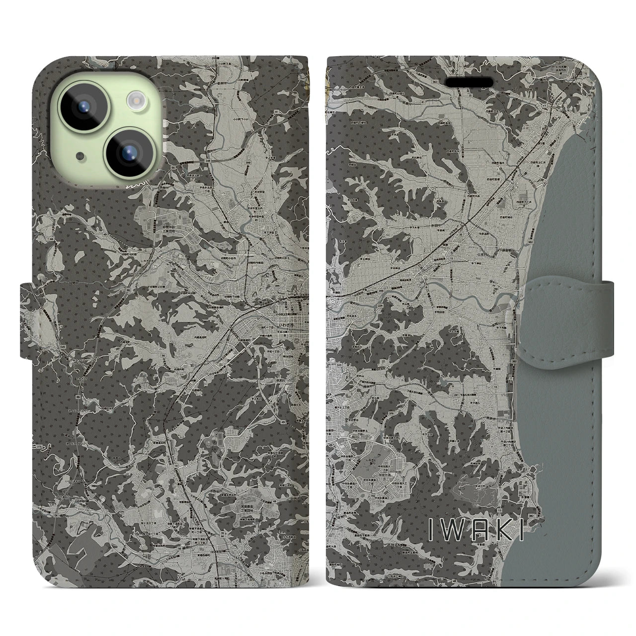 【いわき(福島県)】地図柄iPhoneケース(手帳タイプ)
