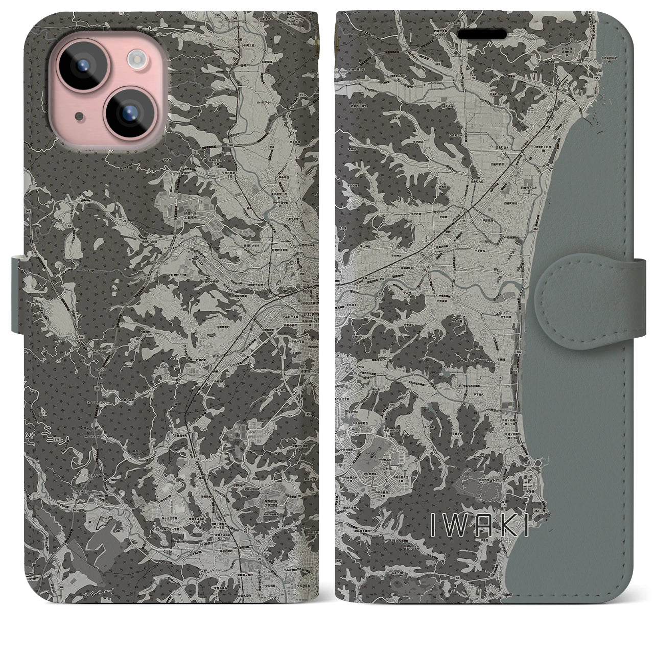 【いわき(福島県)】地図柄iPhoneケース(手帳タイプ)