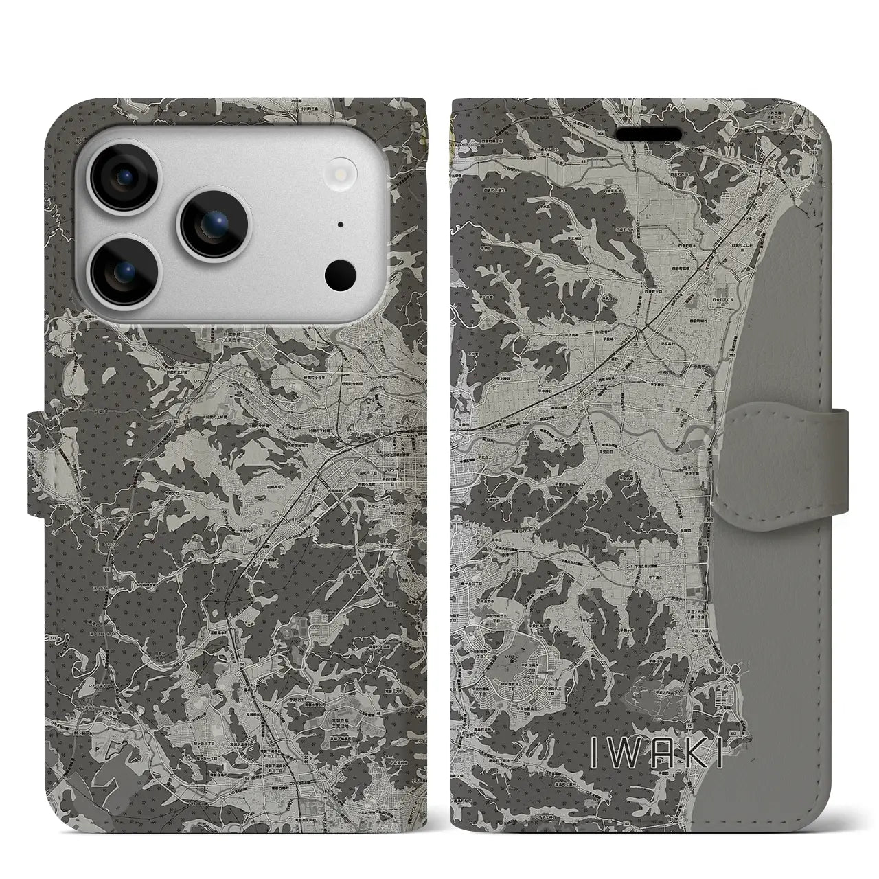 【いわき(福島県)】地図柄iPhoneケース(手帳タイプ)