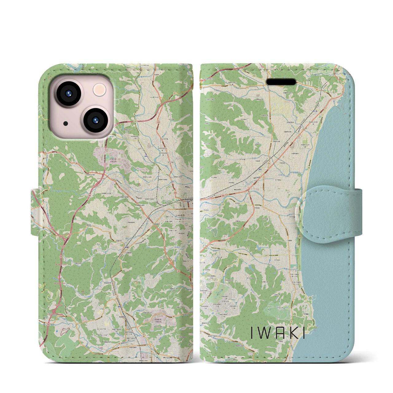 【いわき(福島県)】地図柄iPhoneケース(手帳タイプ)