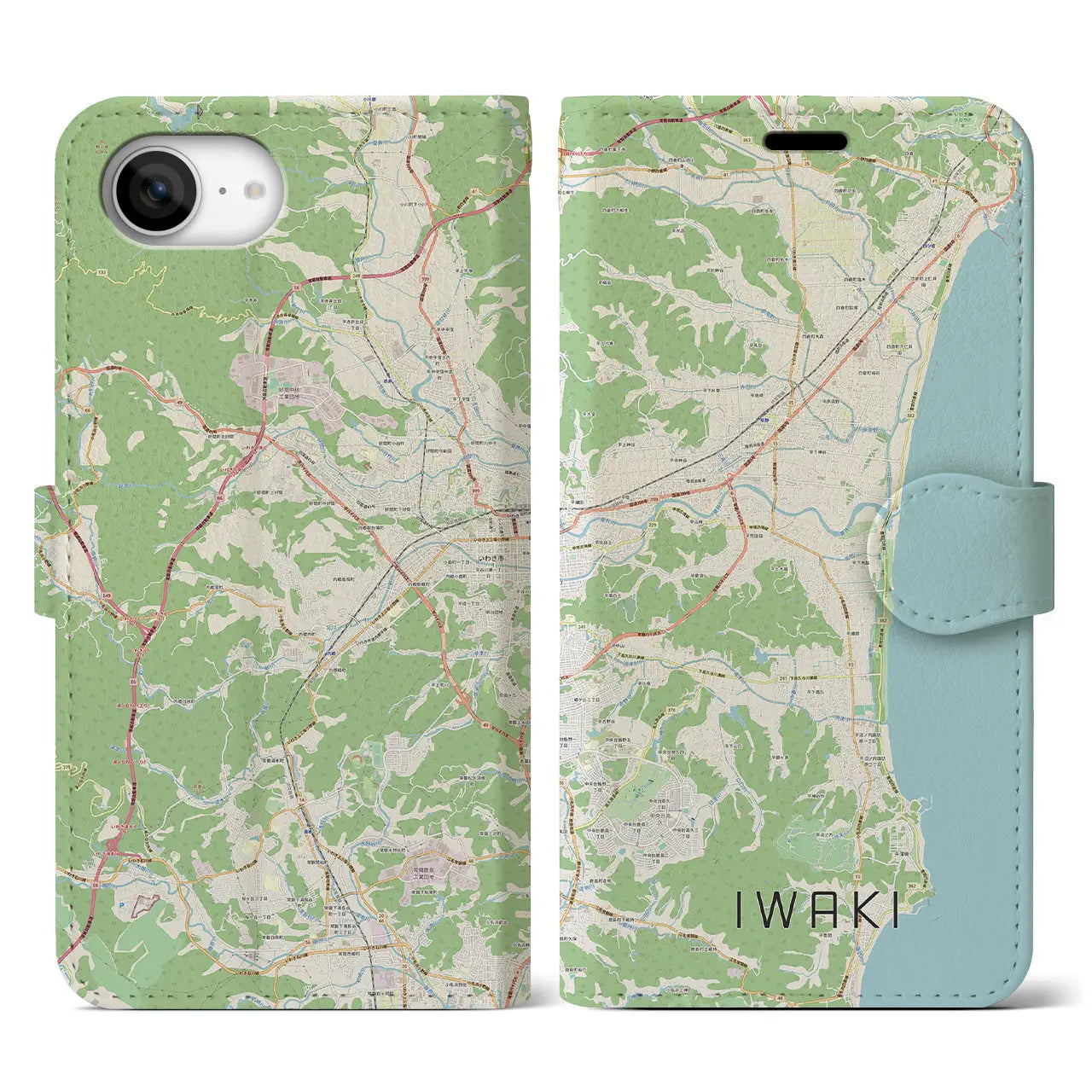 【いわき(福島県)】地図柄iPhoneケース(手帳タイプ)