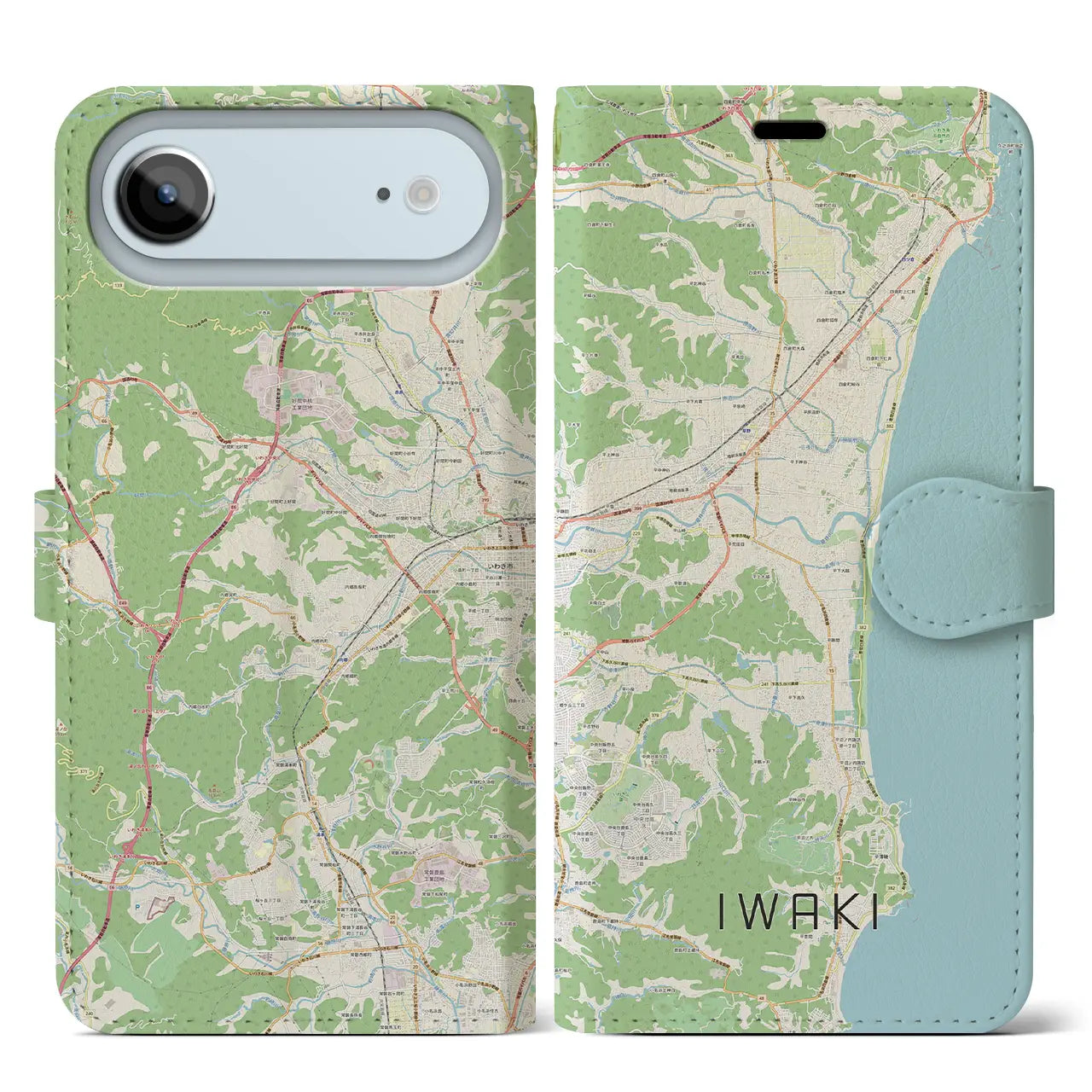 【いわき(福島県)】地図柄iPhoneケース(手帳タイプ)ナチュラル・iPhone 17 Pro Max 用