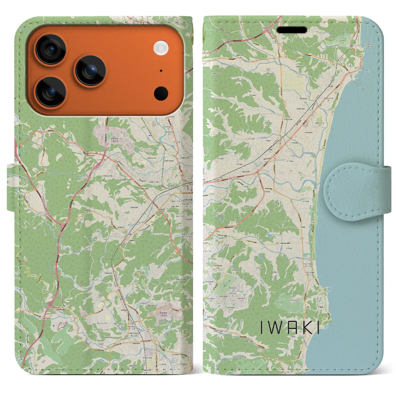 【いわき(福島県)】地図柄iPhoneケース(手帳タイプ)