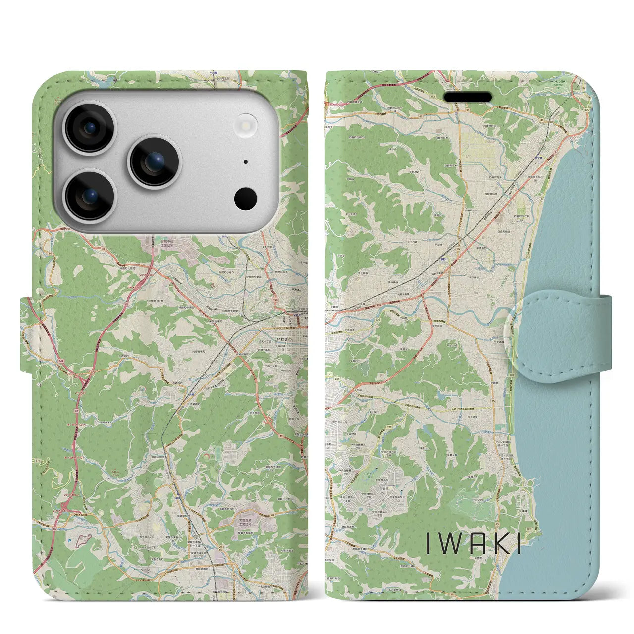 【いわき(福島県)】地図柄iPhoneケース(手帳タイプ)