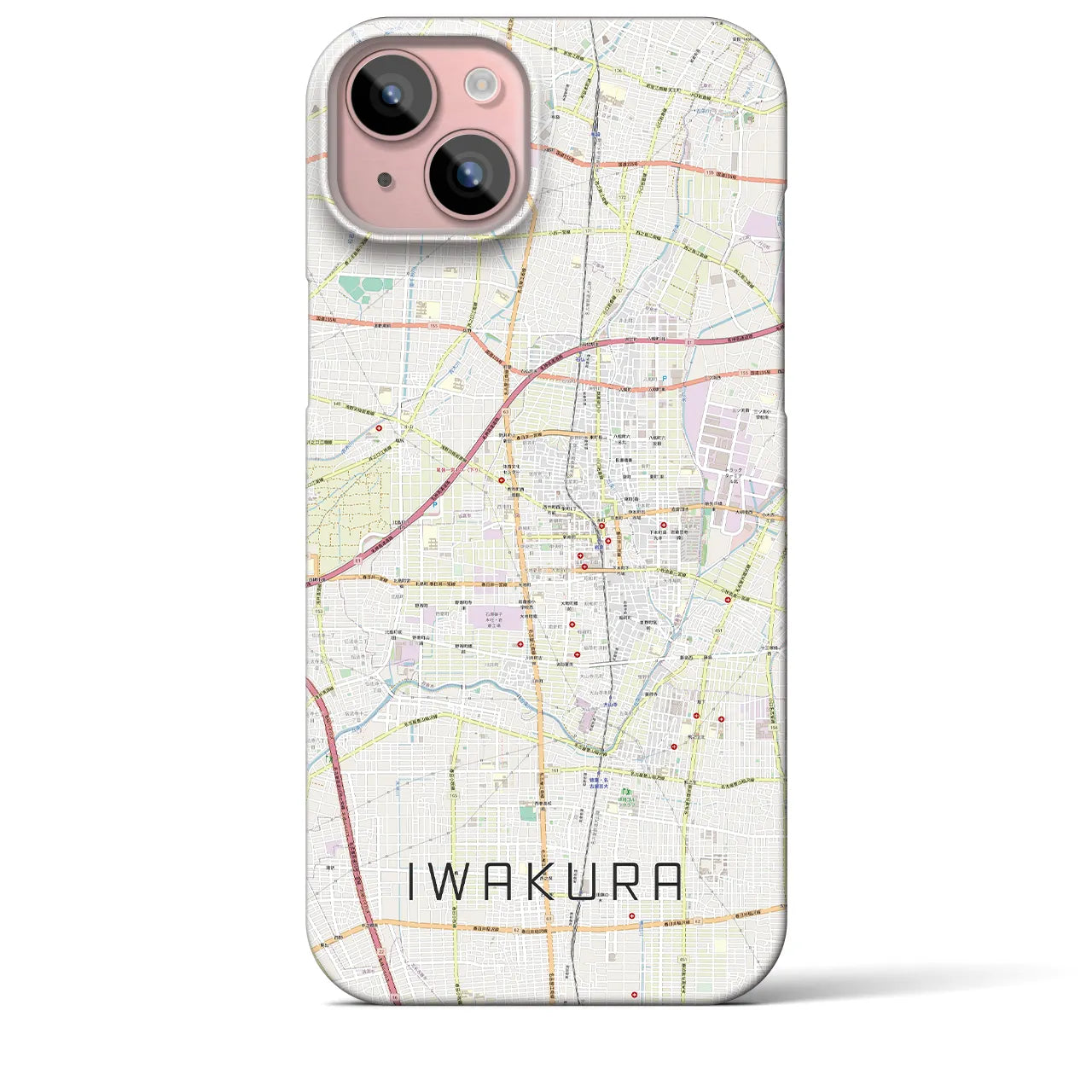 【岩倉(愛知県)】地図柄iPhoneケース(バックカバータイプ)