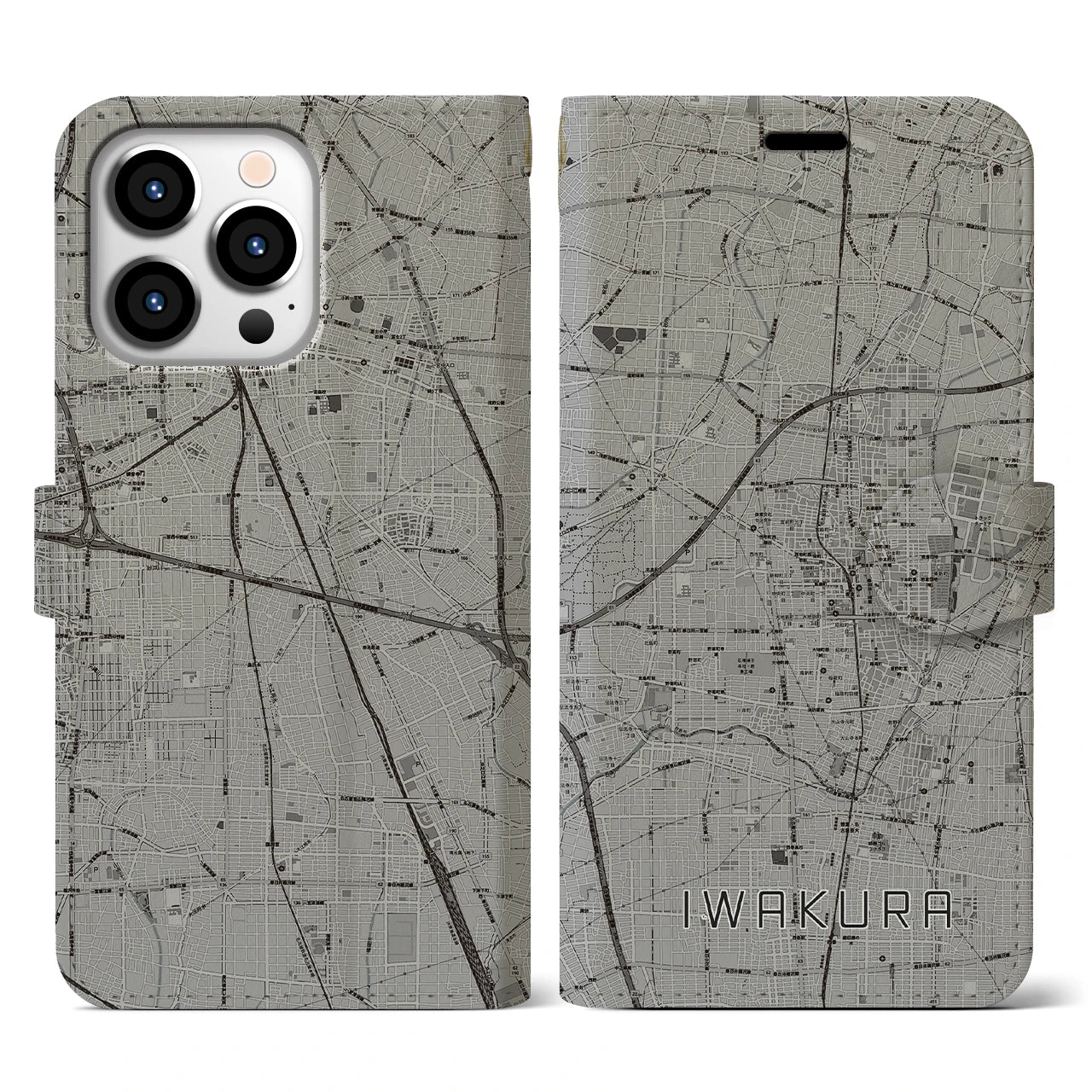 【岩倉(愛知県)】地図柄iPhoneケース(手帳タイプ)