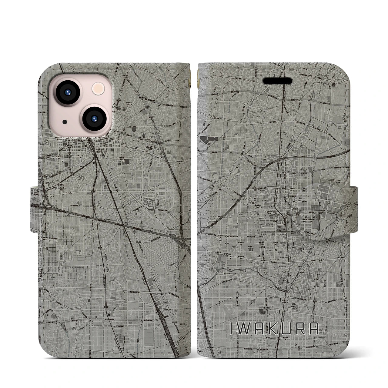 【岩倉(愛知県)】地図柄iPhoneケース(手帳タイプ)