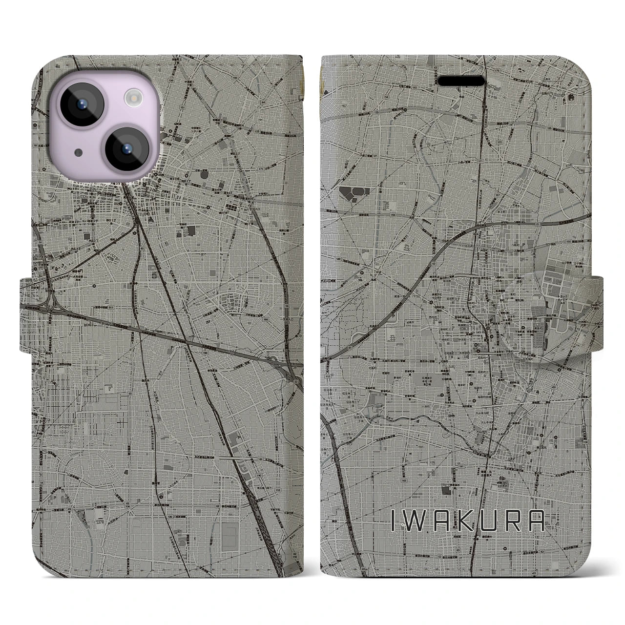 【岩倉(愛知県)】地図柄iPhoneケース(手帳タイプ)