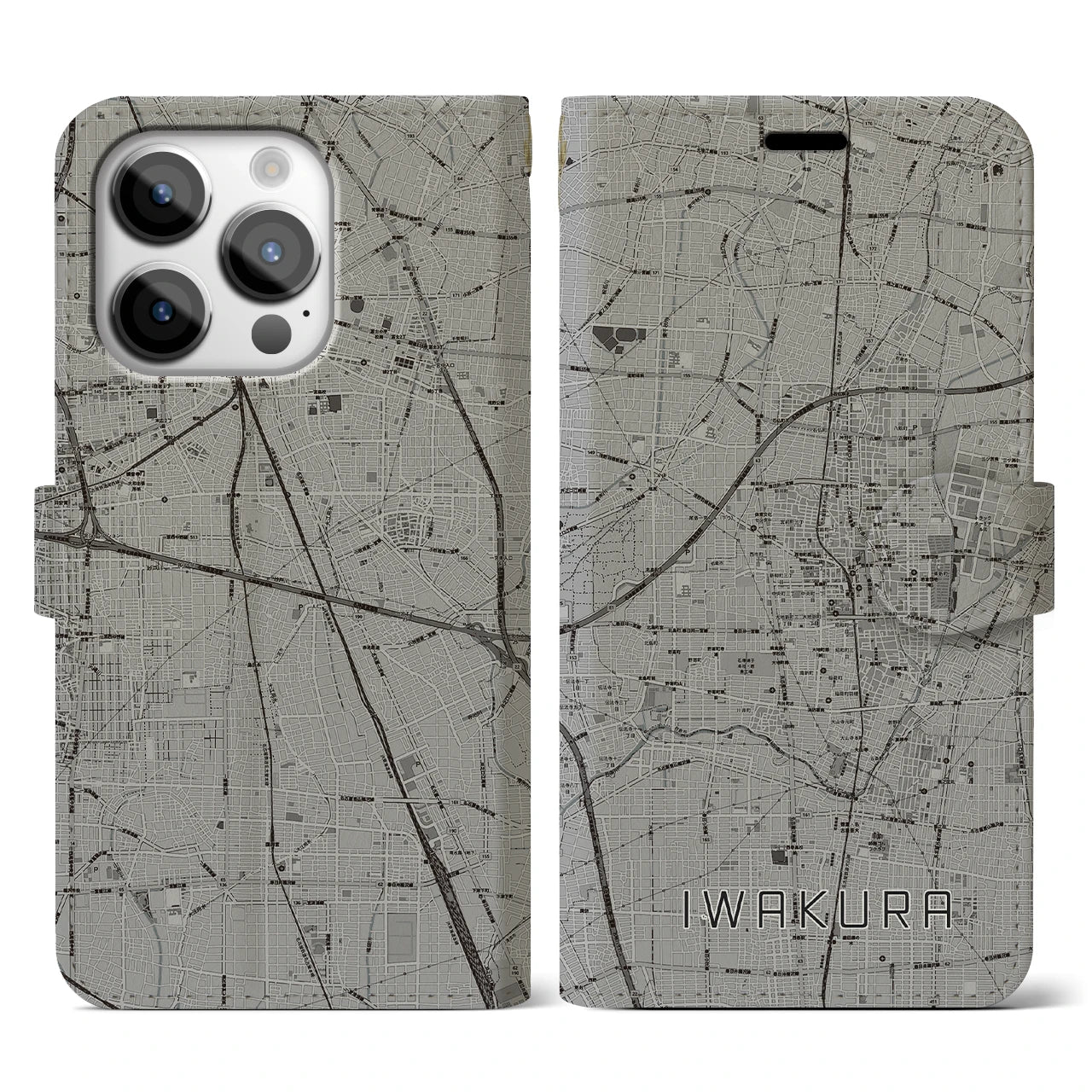 【岩倉(愛知県)】地図柄iPhoneケース(手帳タイプ)