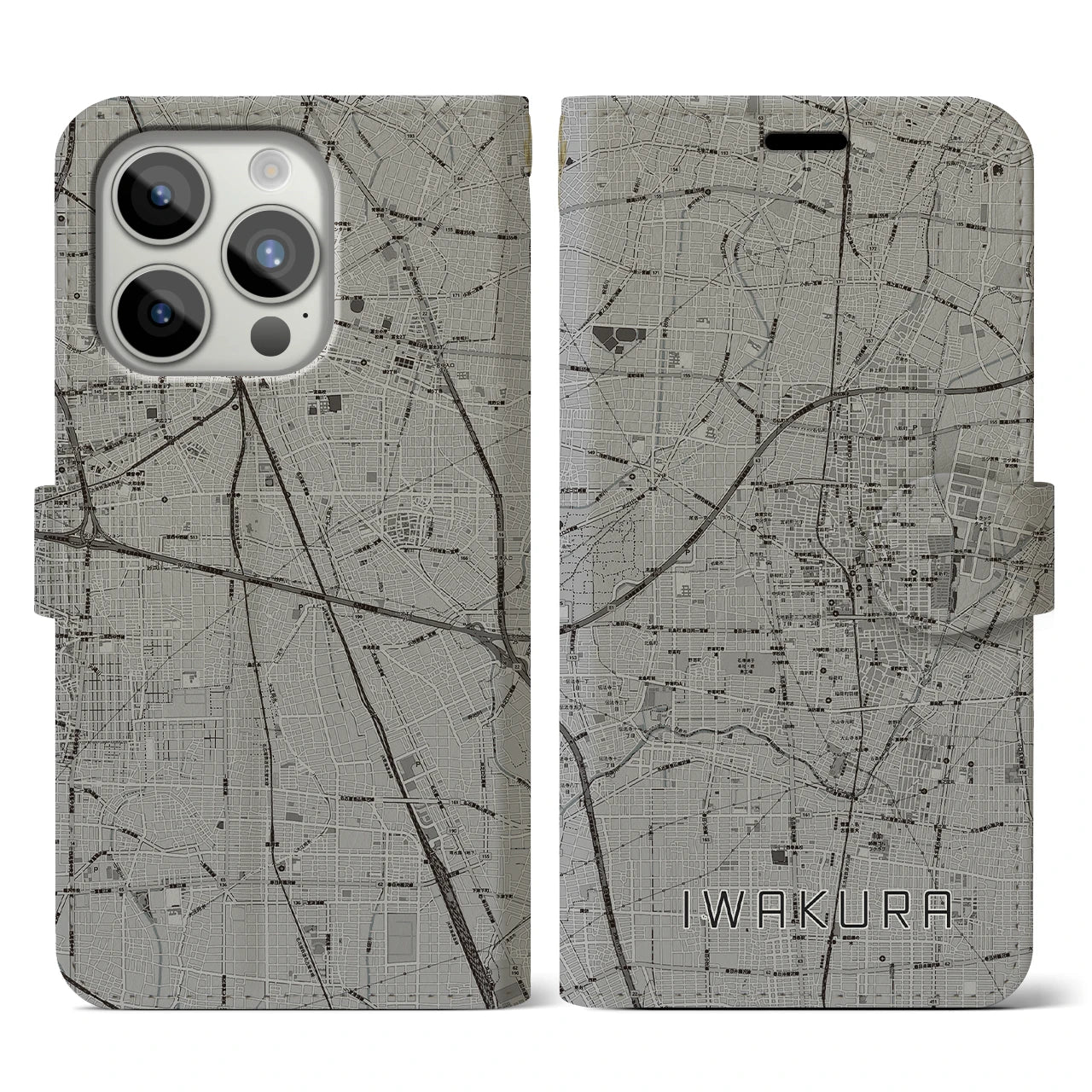 【岩倉(愛知県)】地図柄iPhoneケース(手帳タイプ)