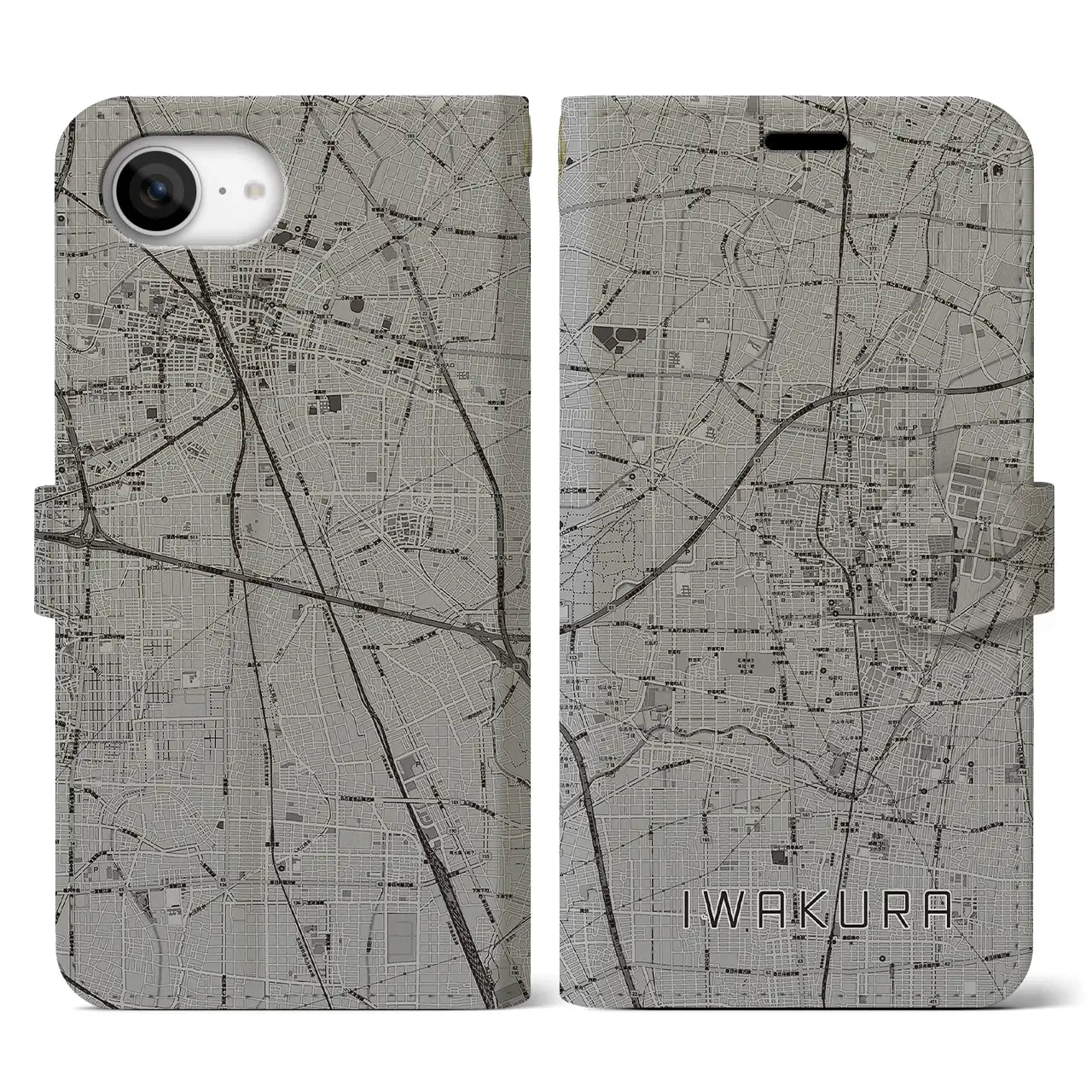 【岩倉(愛知県)】地図柄iPhoneケース(手帳タイプ)