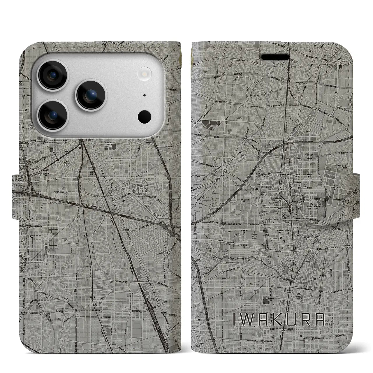 【岩倉(愛知県)】地図柄iPhoneケース(手帳タイプ)