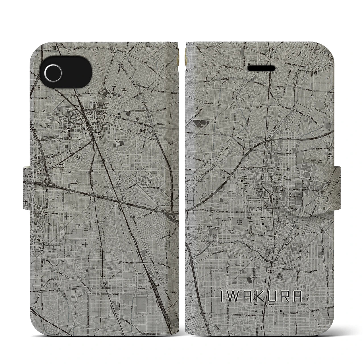 【岩倉(愛知県)】地図柄iPhoneケース(手帳タイプ)