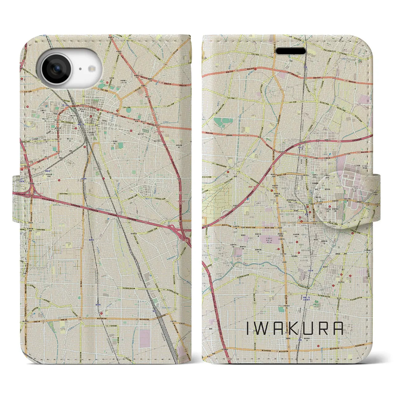 【岩倉(愛知県)】地図柄iPhoneケース(手帳タイプ)