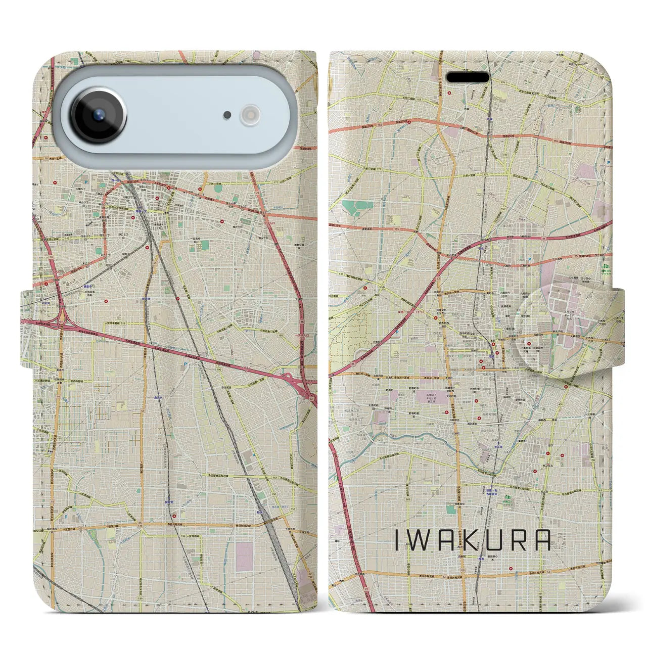 【岩倉(愛知県)】地図柄iPhoneケース(手帳タイプ)